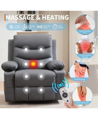 Swivel Rocker Recliner Chair with Massage and Heat, Oversized Glider Recliner Nursery Chair,Single Sofa Seat