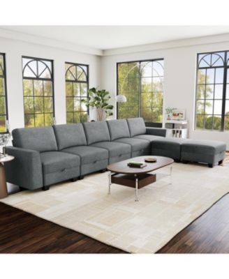 Oversized Modular Sectional Sofa with Storage Ottoman, Large U Shaped Corner Couch, Convertible Modular Sectional Couch