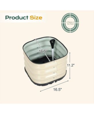 Galvanized Raised Garden Bed 16.5'' Self-Watering Planter Box with Drainage Plug and Water Reservoir for Indoor & Outdoor Gardening