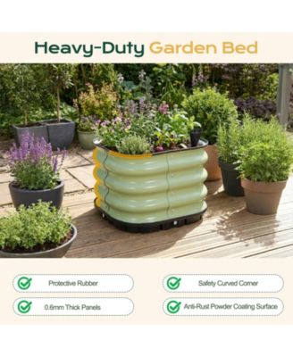 Galvanized Raised Garden Bed 16.5'' Self-Watering Planter Box with Drainage Plug and Water Reservoir for Indoor & Outdoor Gardening