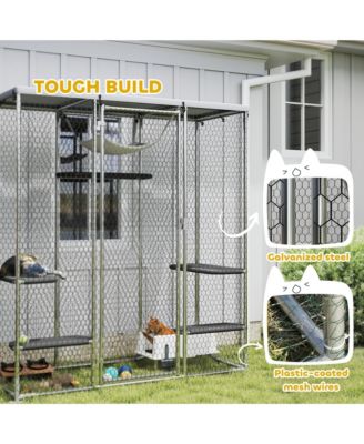 Large Catio Outdoor Cat Enclosure with Waterproof Cover
