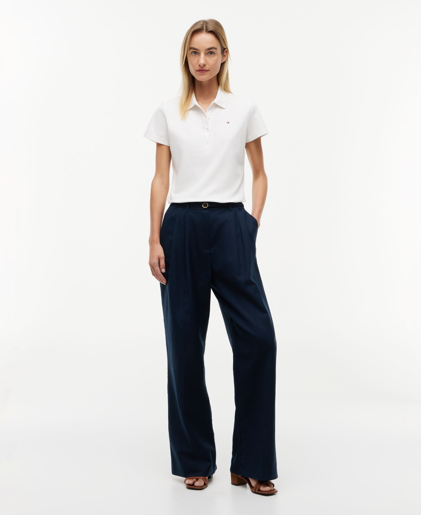 Женская футболка Tommy Hilfiger Classic Pique Short-Sleeve Polo T-Shirt, цвет: Чёрный — фото 5