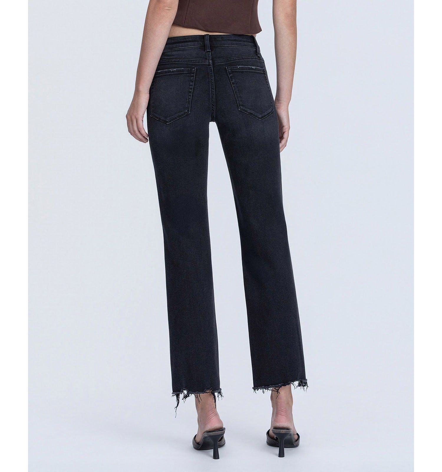 Women's Mid Rise Raw Hem Ankle Straight Jeans