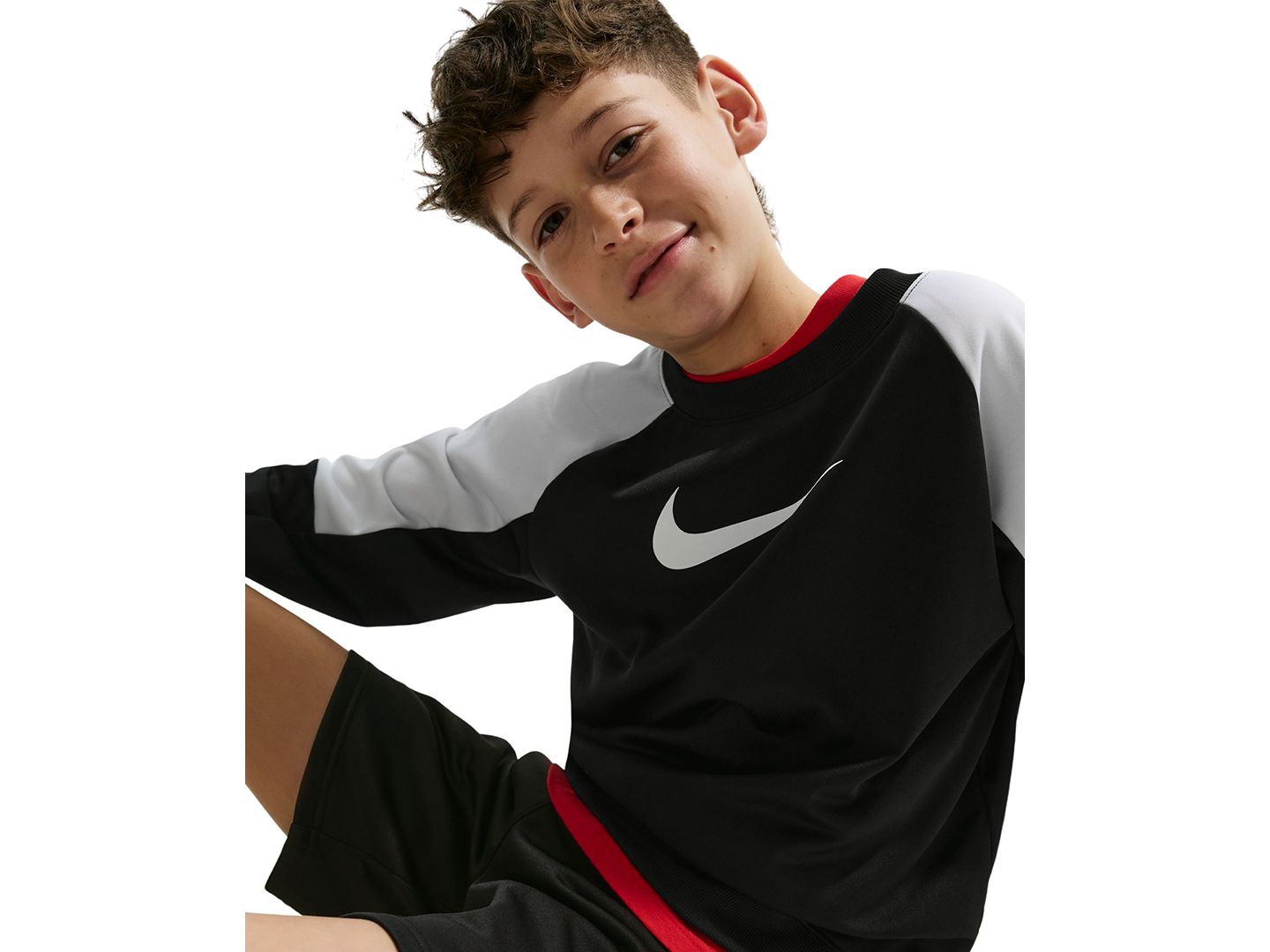 Детский комплект Nike Sportswear: свитшот и шорты, 8-20 лет, 2 предмета, цвет: Чёрный / Белый — фото 3