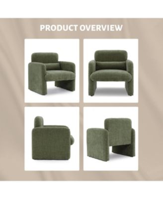 Accent Chair with Arms, Modern Chenille Fabric Living Room Chair