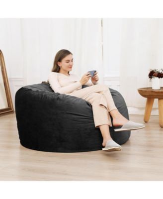 Bean Bag Chair, 4FT Giant Bean Bag for Adults, Teens, Foam Filled Bean Bag Chairs with Velvet Cover