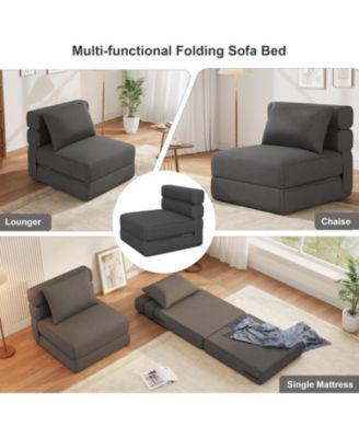 Folding Sofa Bed With Upgraded Pillow, Convertible Sleeper Chair- Modern Comfortable Sofa Bed Linen Fabric