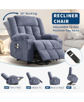 Power Lift Recliner Chair for Seniors with Heat & Massage, 3-Position Electric Recline, 2 Cup Holder, 2 Side Pocket, USB Port, Remote Control