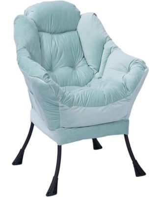 Lazy Chair with Ottoman, Modern Lounge Accent Armchair with Footrest, Reading Chair with Side Pocket, Comfortable Leisure Sofa for Living Room