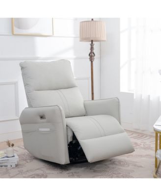 270° Swivel Power Recliner Chair with USB Charging,Overstuffed Rocking Recliner,PU Glider for Living