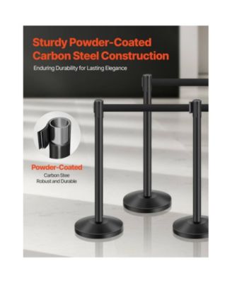 6 Piece Crowd Control Stanchion Set with Retractable Belts for Exhibitions