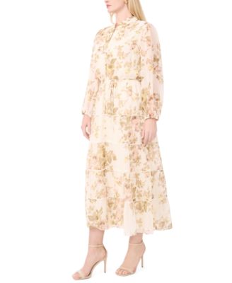 Plus Size Split Crewneck Tiered Dress