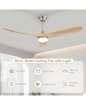 60-inch Modern Sand Nickel 3-blade Ceiling Fan Light With Remote Control Supports Mobile Phone Connection And Voice Function