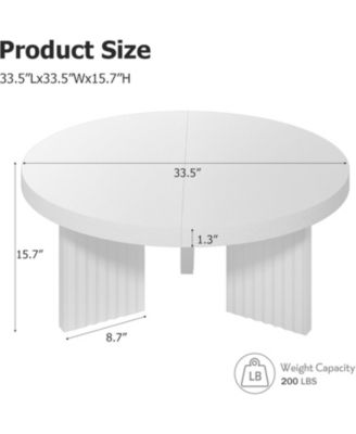 335" Round Coffee Table, Circle Center Table with Fluted Legs & 13" Thick Top, Accent Cocktail Tables for Living Room, Bedroom, Easy Assembly