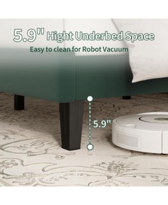 Queen Velvet Upholstered Platform Bed Frame with Vertical Channel Tufted Headboard,Adjustable Height Fits 8–12" Mattress,Noise-Free