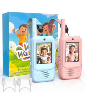 Kids Video 2 Pack Walkie Talkies with Screen & Voice Effects for Family/Camping/Hiking, Christmas Birthday Gifts