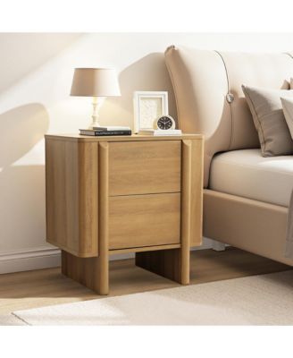 Mid-Century 2-Drawer Nightstand, 23.6'' Engineered Wood Accent Table