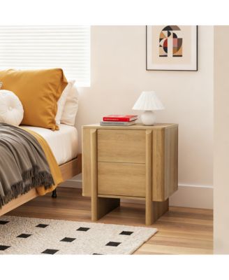 Mid-Century 2-Drawer Nightstand, 23.6'' Engineered Wood Accent Table