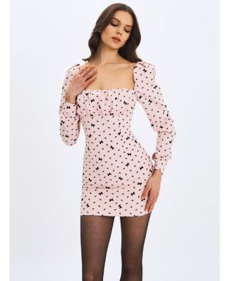 Women's Perla Baby ruched Bust Velvet-Embossed Bow Mini Dress