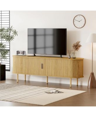 70.1 in TV Stand, Modern TV Console Table with Storage Compartment and Sliding Door, Gaming Entertainment Center with Cabinet for Living Room