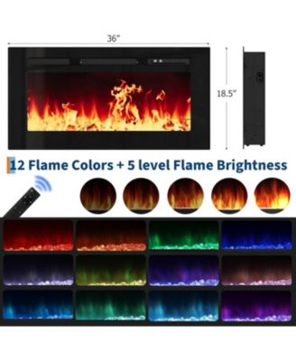 70" Fireplace TV Stand with 36" Electric Fireplace & Storage Cabinet 2 Tier Entertainment Center, Fireplace Heater with 12 Frame & LED Light