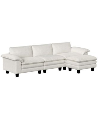 Sectional Sofa, L Shaped Couch with Deep Seat, Ottoman,