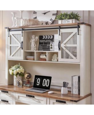 Farmhouse Shelves with Sliding Barn Door and Storage