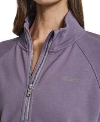 DKNY Women's Studded-Logo Half-Zip Sweatshirt