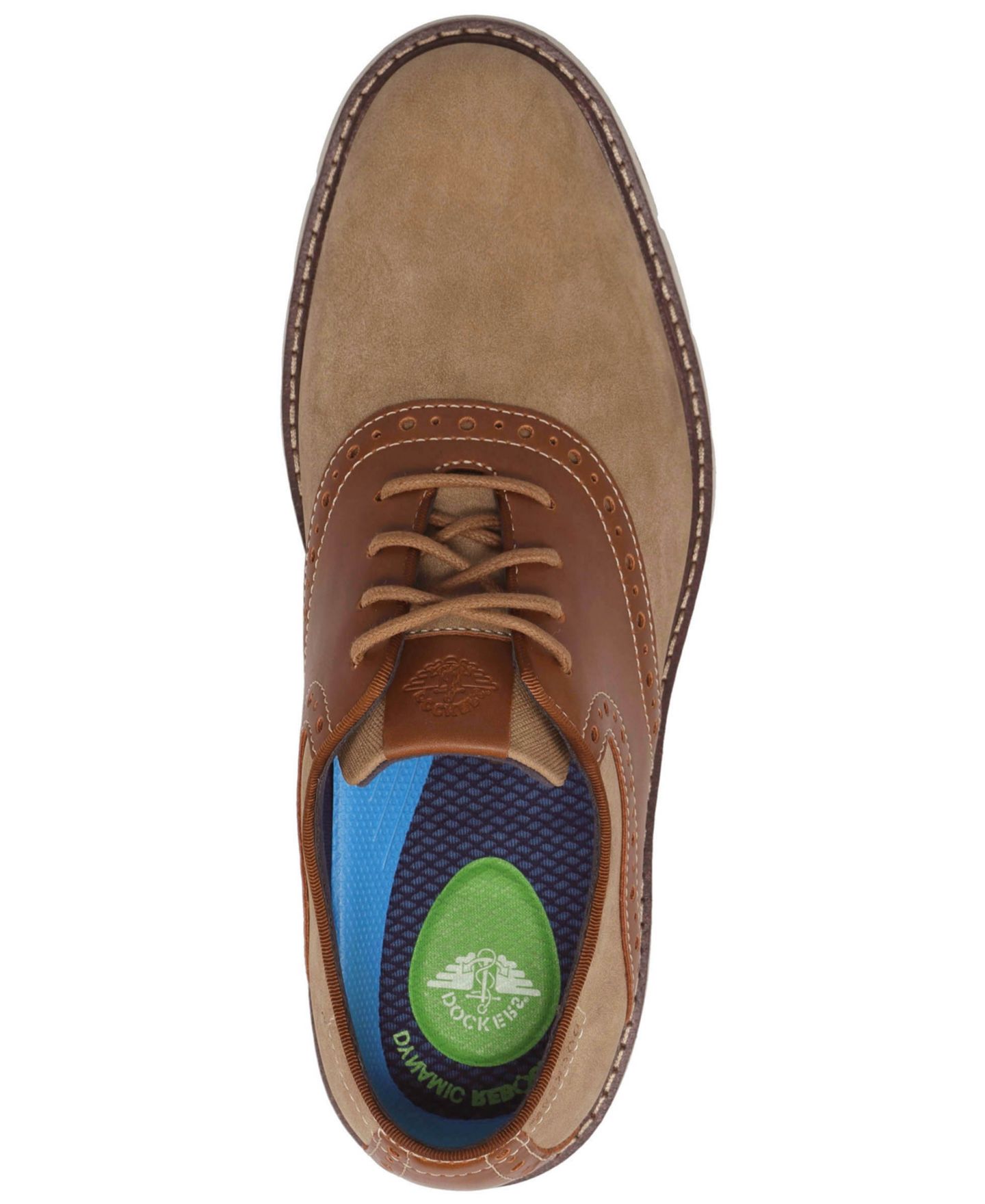 Мужские туфли Dockers Egan Casual Saddle Lace-Up Oxfords, цвет: Серо-коричневый / Рыжевато-коричневый — фото 4