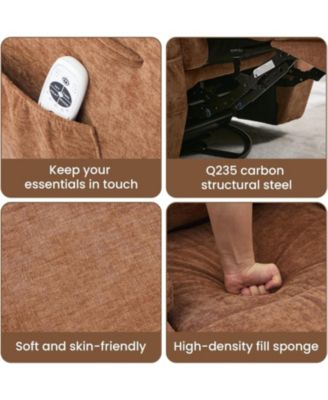 360° Swivel Rocking Recliner Chair, Manual Fabric Nursery Recliner Glider with with Massage and Heating, Extented Footrest