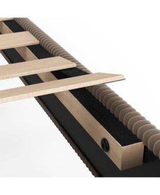 Twin Corduroy Upholstered Platform Bed Frame with Headboard, Wooden Slats, Compact Design for Apartments