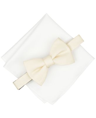 Men's Modern Texture Solid Bow Tie and Pocket Square, 2-Piece Set