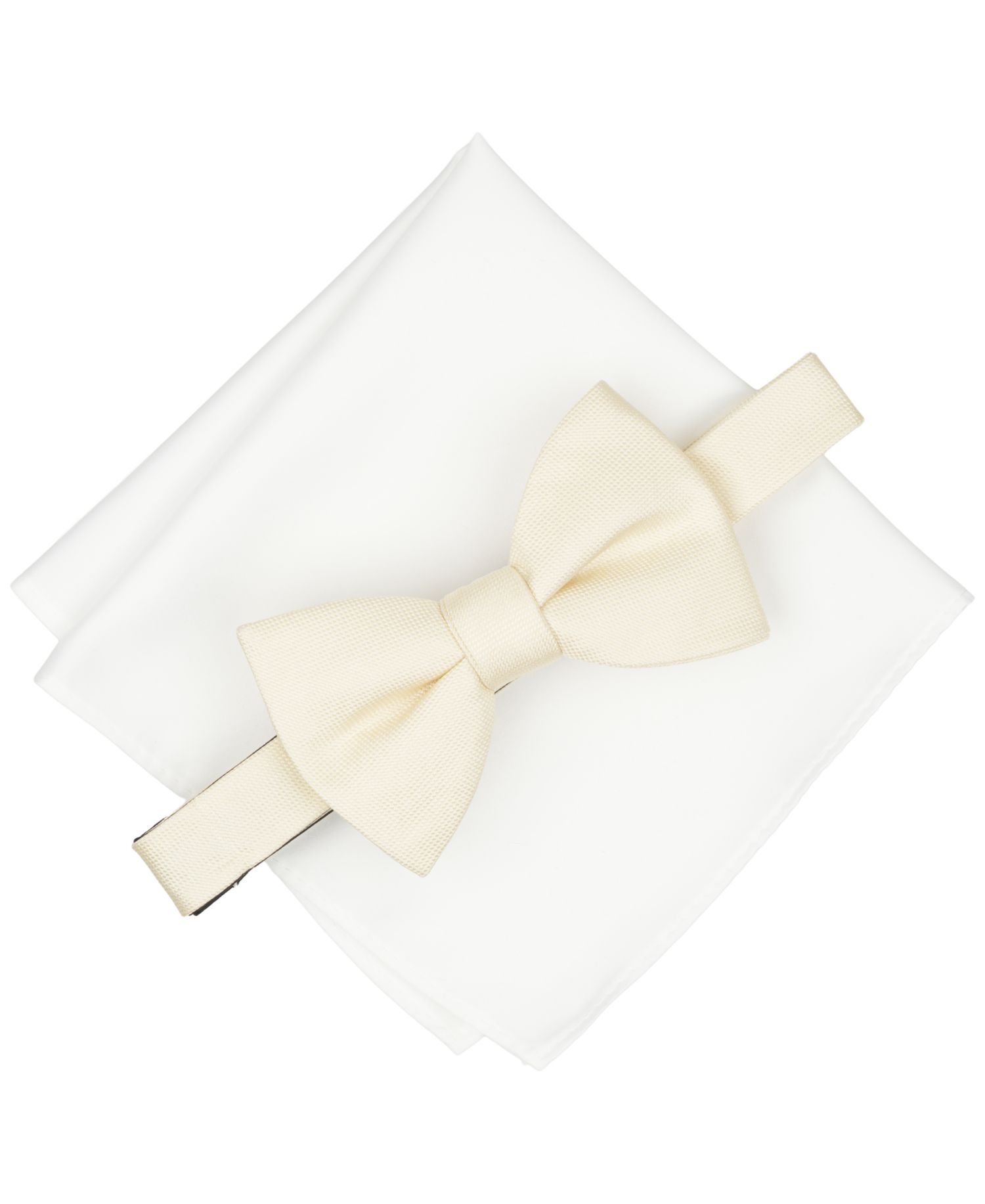 Men's Modern Texture Solid Bow Tie and Pocket Square, 2-Piece Set