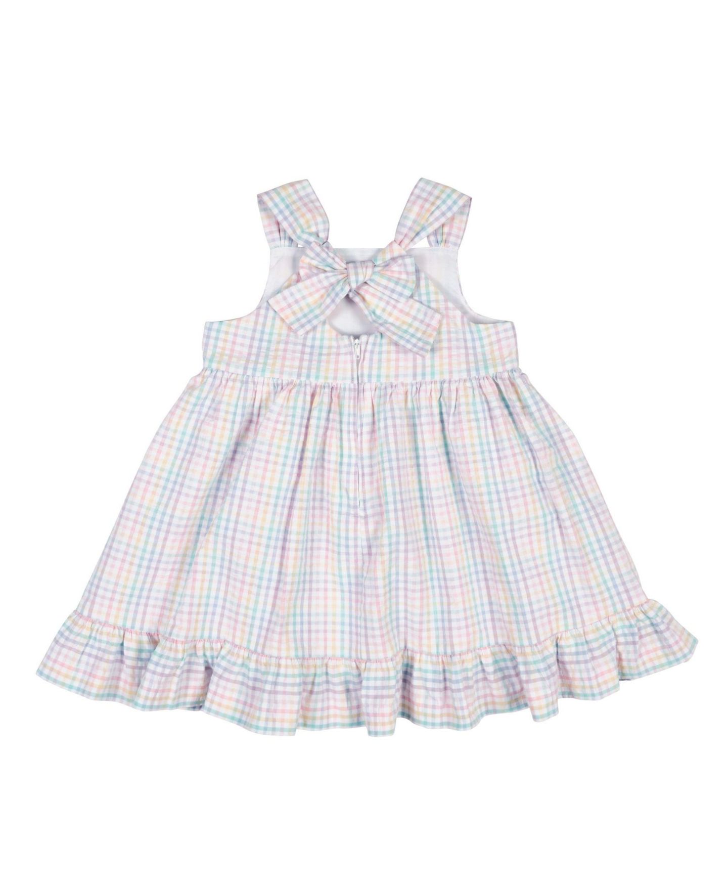Платье Florence Eiseman Plaid Seersucker Dress With Flowers для девочек — фото 2