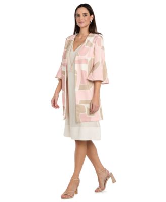 Women's V-Neck Dress & Printed Jacket