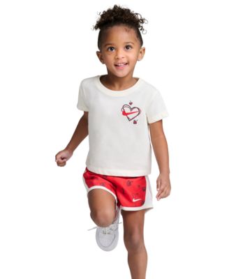 Girls' Toddler 2T-4T Cherry Crewneck T-Shirt and Dri-FIT Tempo Shorts, 2-Piece Set