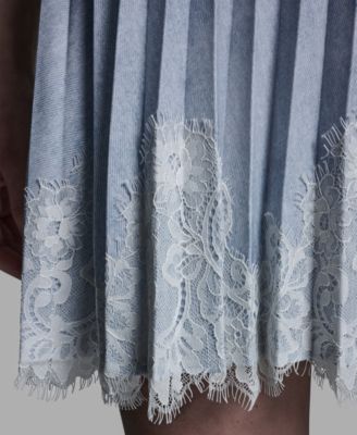 Women's Lace Trim Pleated Mini Skirt