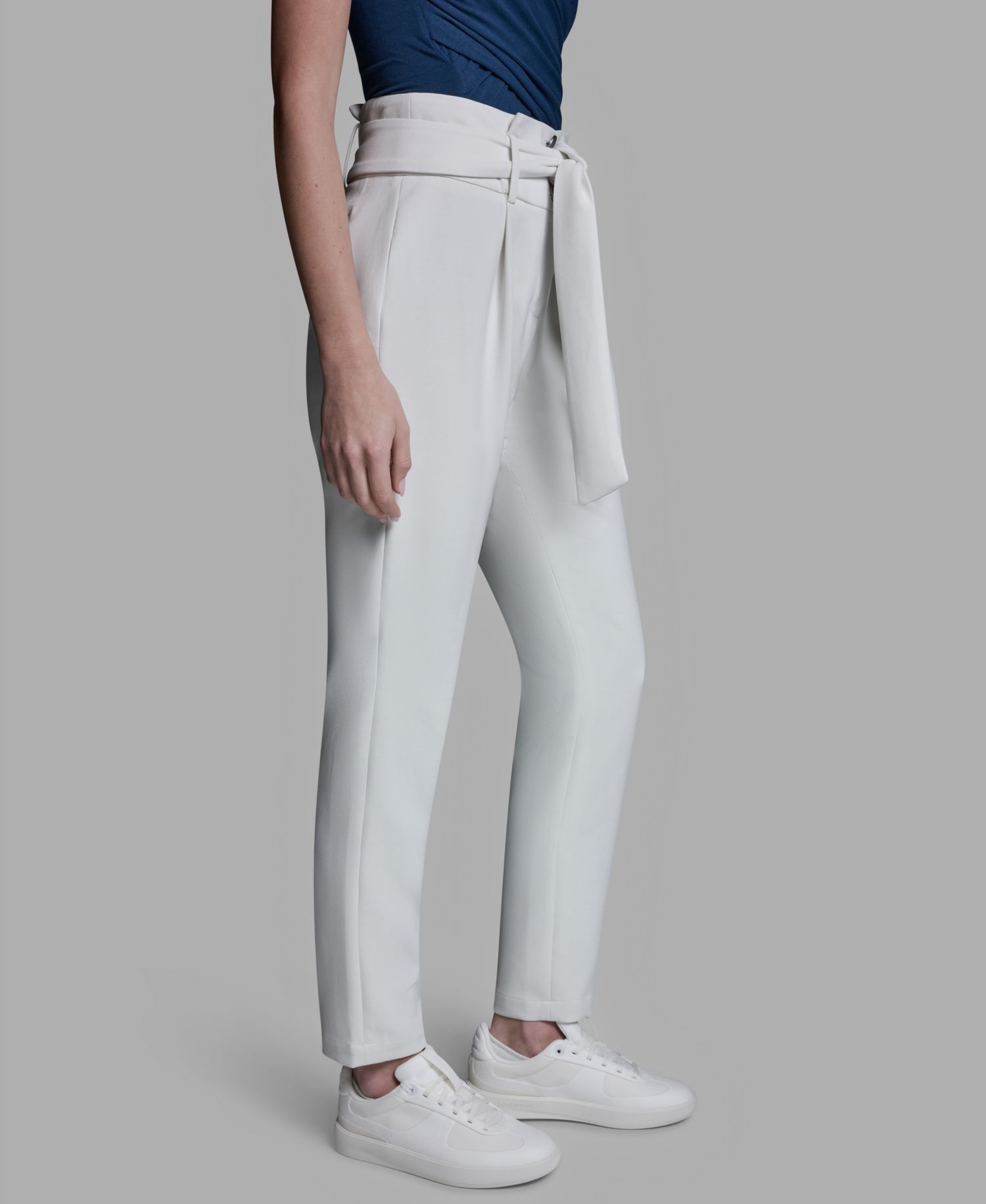 Women's High-Rise Tie Detail Straigh-Leg Pants