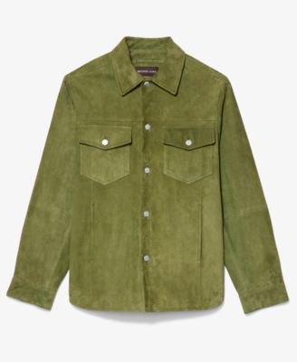 Men's Long-Sleeve Button-Front Suede Shirt-Jacket