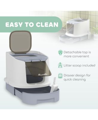 Cat Litter Box, Cove Kitty Litter Box with Lid, Scoop,