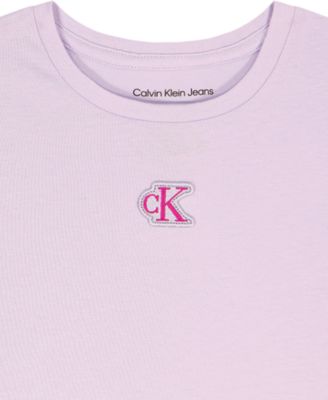 Girls' 7-16 CK Logo Pintuck Short-Sleeve T-Shirt