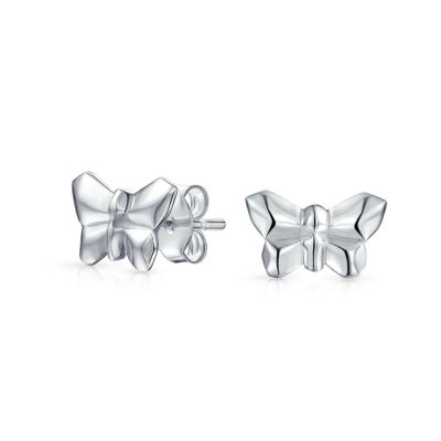 3D Geometric Origami Jewelry Butterfly Stud Earring .925 Sterling Silver