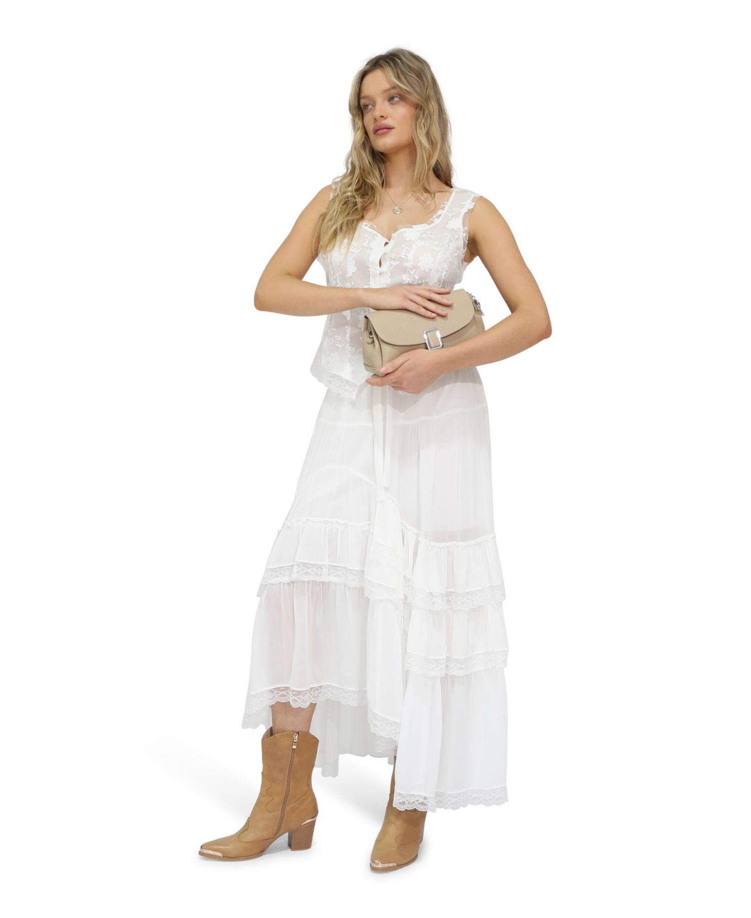Women's Belle and Bloom Wanderlace Ruffle Maxi Skirt