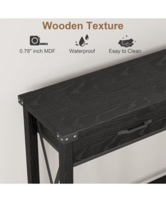Console Table with 2 Drawers, Farmhouse Sofa Table with Storage Shelf, Accent Wood Entryway Table for Living Room, Hallway