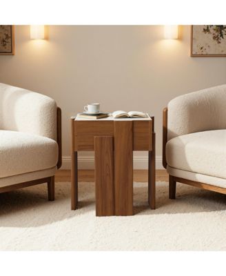 2-Tier Farmhouse Side Table, Engineered Wood Sofa or Bedside Storage Stand