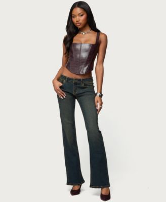 Women's Shana Faux Croc Corset Top