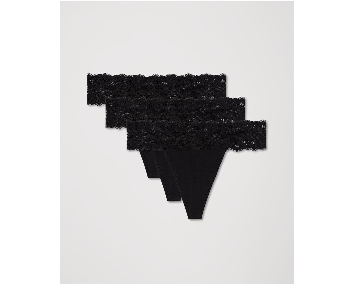Women's Lace Waist Thong 3-Pack Made with Organic Cotton