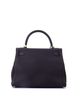 Kelly 28 Handbag Black Togo with Gold Hardware