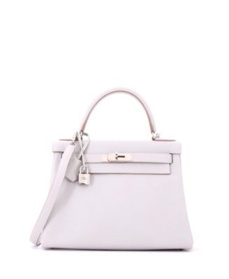 Kelly 28 Handbag Grey Clemence with Palladium Hardware