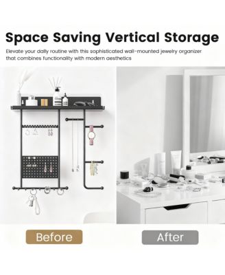 Wall-Mounted Jewelry Wall Rack with Soft Pads, Dual Mounting, Rust-Resistant Metal